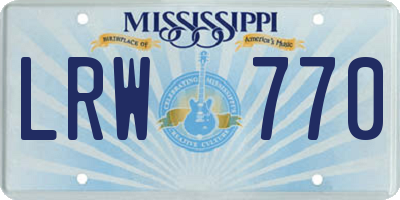 MS license plate LRW770