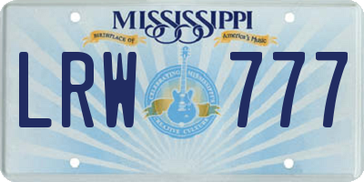 MS license plate LRW777