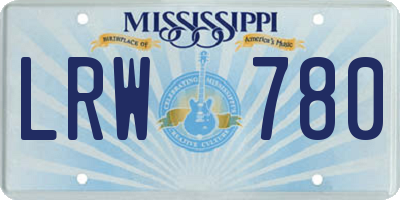 MS license plate LRW780