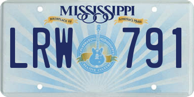 MS license plate LRW791