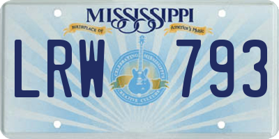 MS license plate LRW793