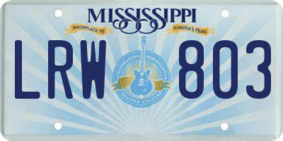 MS license plate LRW803