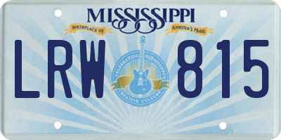 MS license plate LRW815