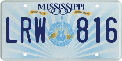 MS license plate LRW816