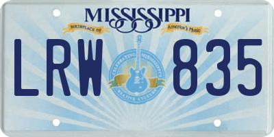 MS license plate LRW835