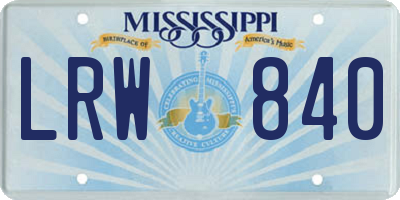 MS license plate LRW840