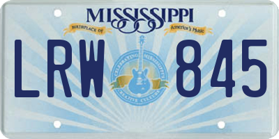MS license plate LRW845