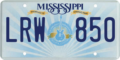 MS license plate LRW850