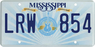 MS license plate LRW854