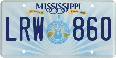 MS license plate LRW860