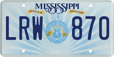 MS license plate LRW870