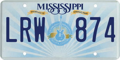MS license plate LRW874