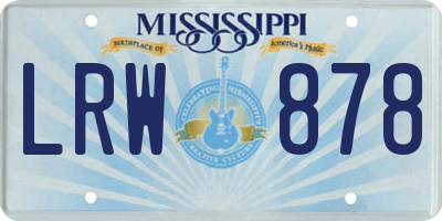 MS license plate LRW878