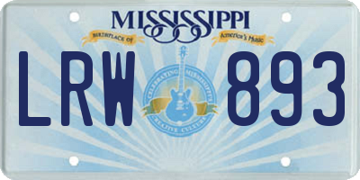 MS license plate LRW893