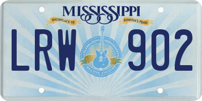 MS license plate LRW902