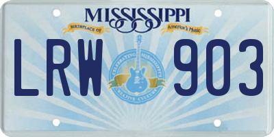 MS license plate LRW903