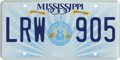 MS license plate LRW905