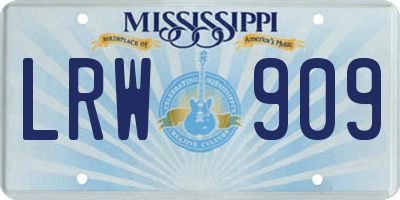 MS license plate LRW909