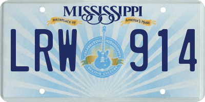 MS license plate LRW914