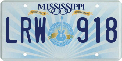 MS license plate LRW918