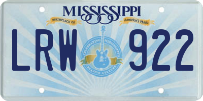 MS license plate LRW922
