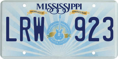 MS license plate LRW923