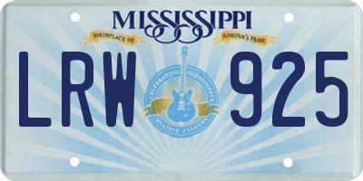 MS license plate LRW925