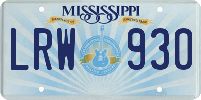 MS license plate LRW930