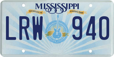 MS license plate LRW940