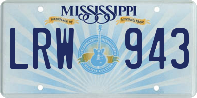 MS license plate LRW943