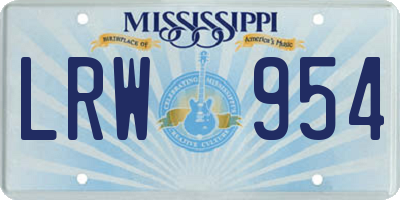 MS license plate LRW954