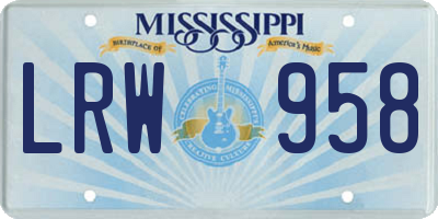 MS license plate LRW958
