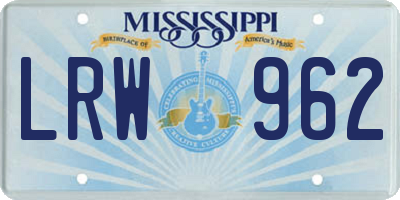 MS license plate LRW962