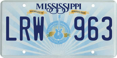 MS license plate LRW963
