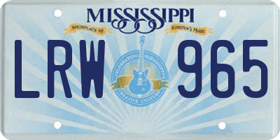 MS license plate LRW965