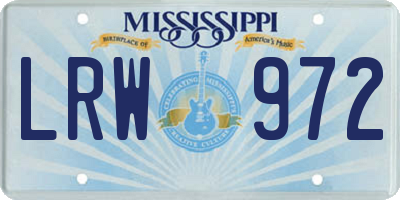 MS license plate LRW972