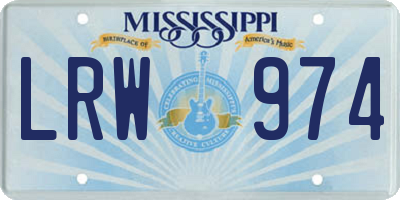 MS license plate LRW974