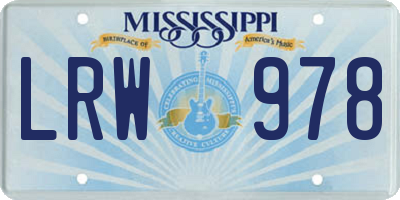 MS license plate LRW978