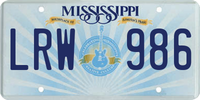 MS license plate LRW986