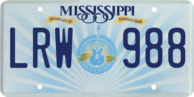 MS license plate LRW988