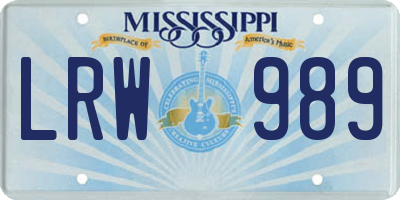 MS license plate LRW989