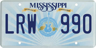 MS license plate LRW990