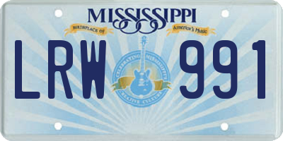 MS license plate LRW991