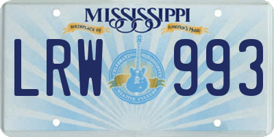 MS license plate LRW993