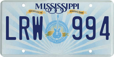 MS license plate LRW994