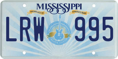MS license plate LRW995