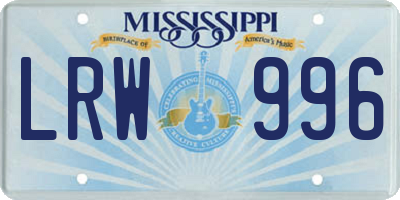 MS license plate LRW996