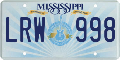 MS license plate LRW998