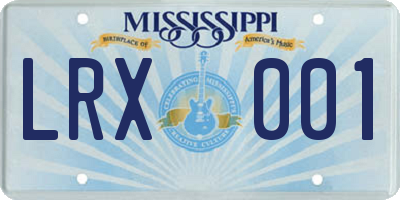 MS license plate LRX001
