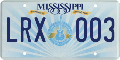 MS license plate LRX003